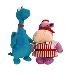 Disney Store Doc McStuffins Hallie Hippo Stuffy Blue Dragon 8" Plush Lot of 2